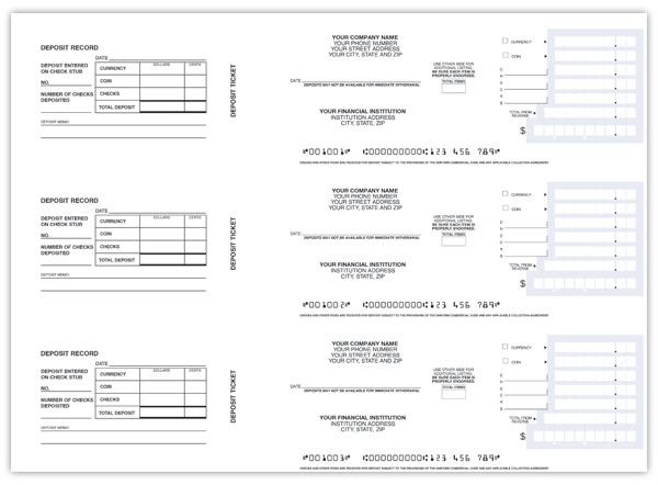 Business 3 To A Page Deposit Slips - SuperValue Checks